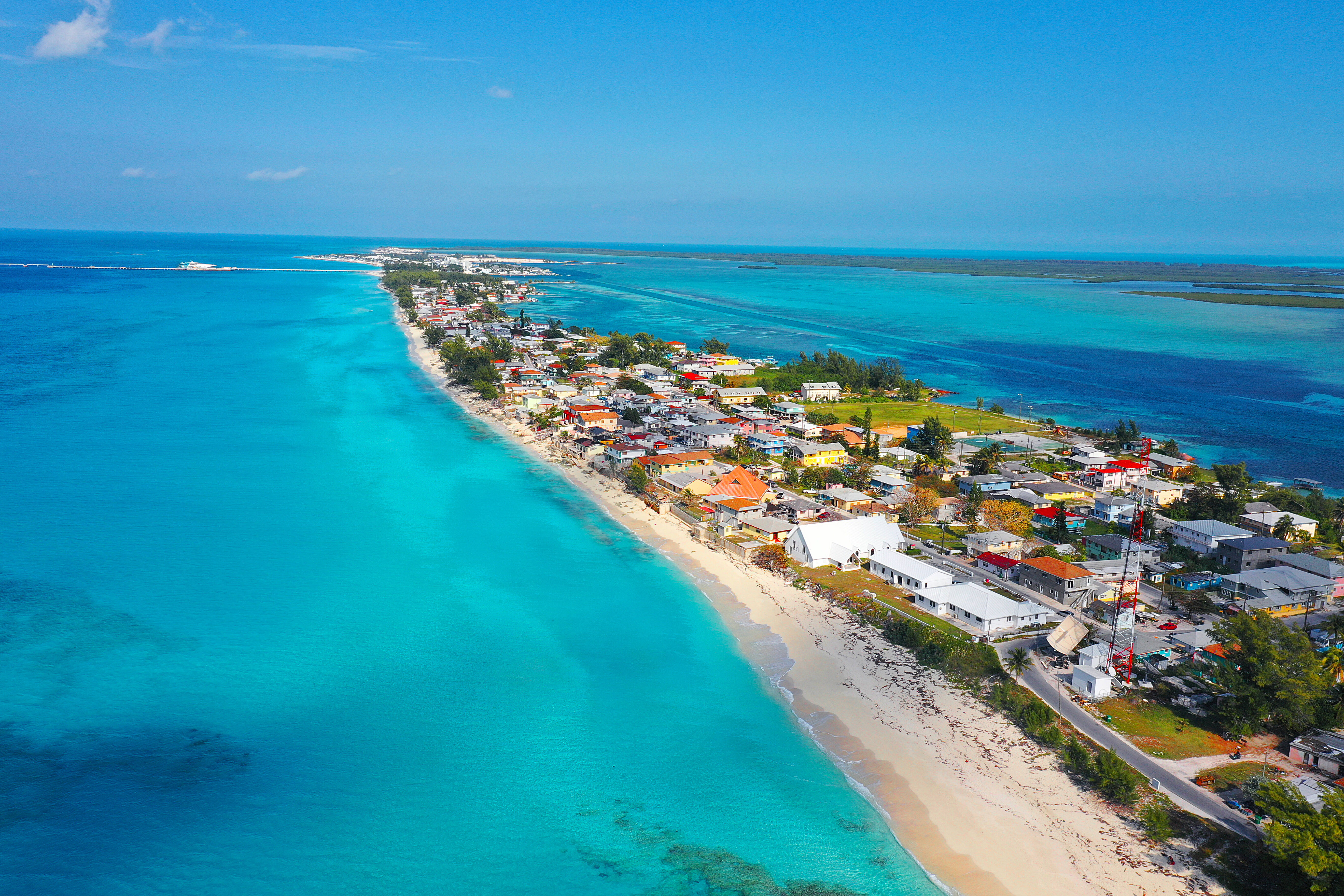 Aerial view of Bimini and its shallows