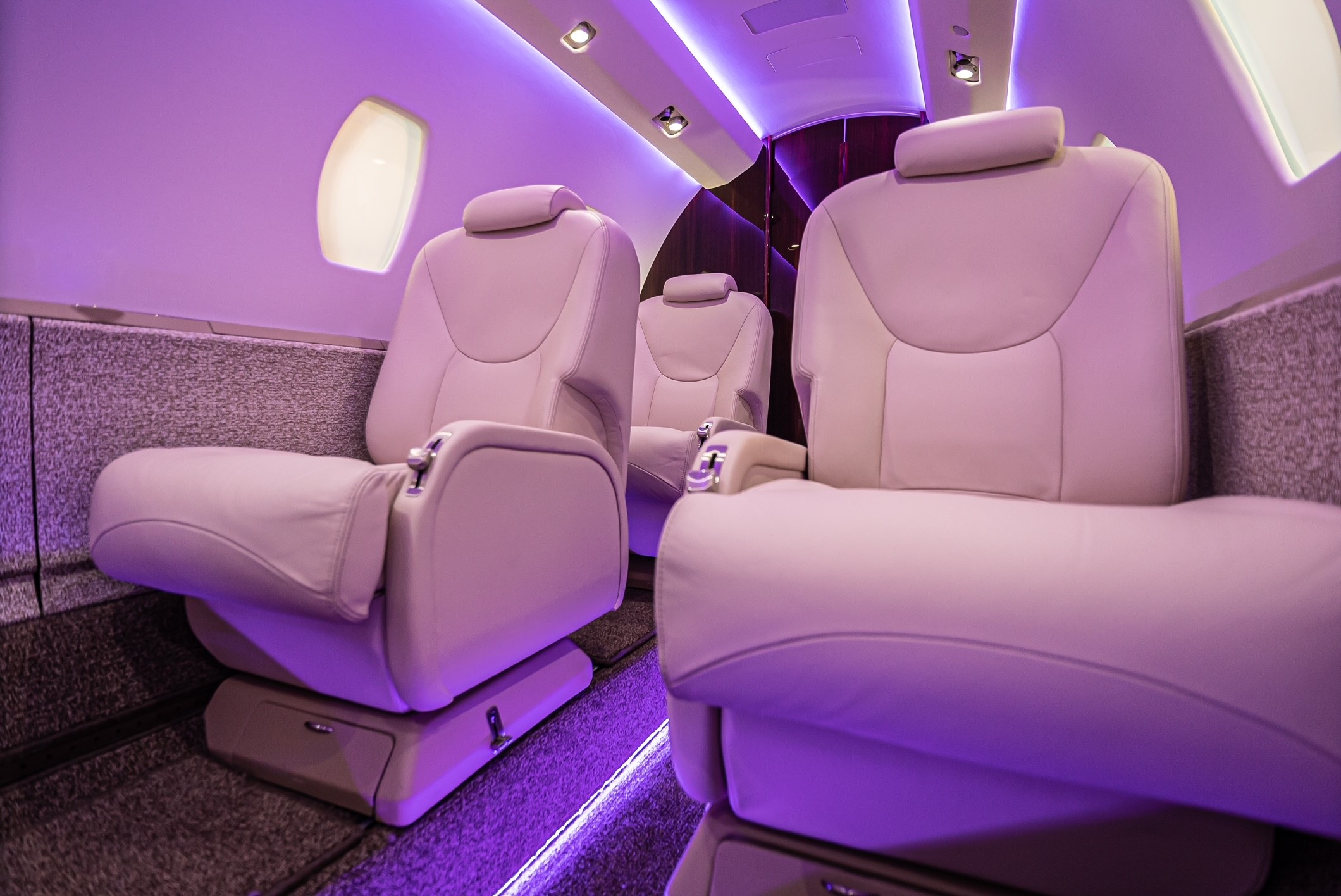 Refurbished private jet interior